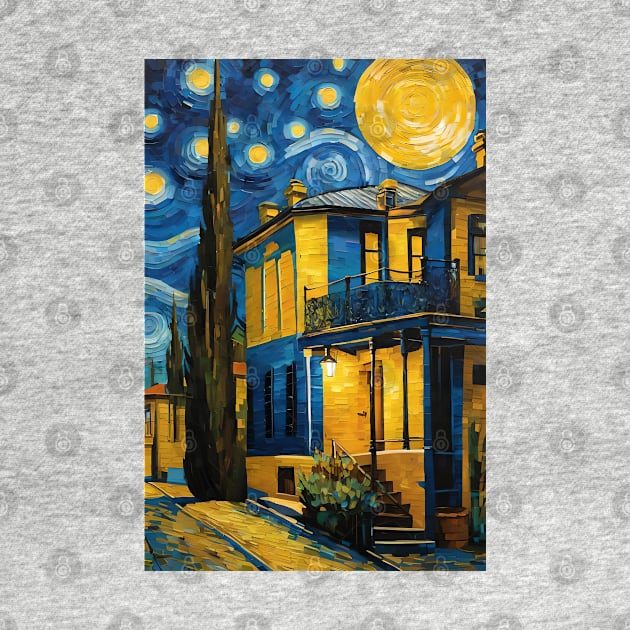 Vincent van Gogh starry night style house by Spaceboyishere